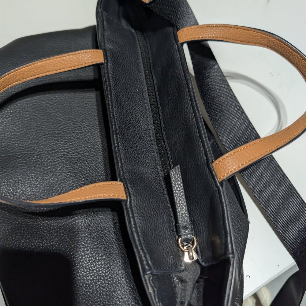 DKNY Black/White Faux Leather Tote/Crossbody - Picture 5 of 5